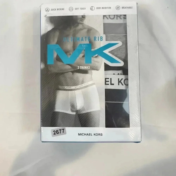 NEW Michael Kors 2-Pack Ultimate Rib Trunk Athletic Modern Fit Gray Blue Mens L - Picture 1 of 8